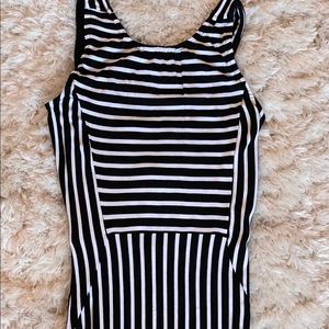 Striped Midi Open Back Dress